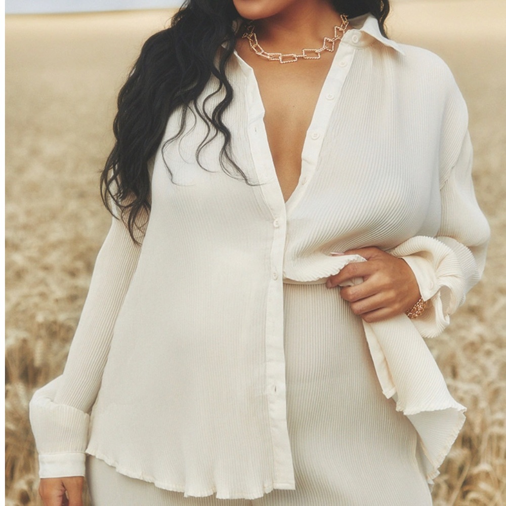 Pretty Little Thing Cream Plisse Set